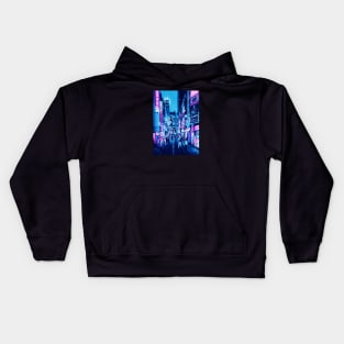 Tokyo Neon Night Synthwave Kids Hoodie